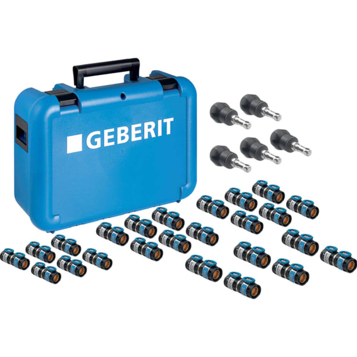 Geberit Koffer FlowFit mit Übergängen auf Fremdsysteme