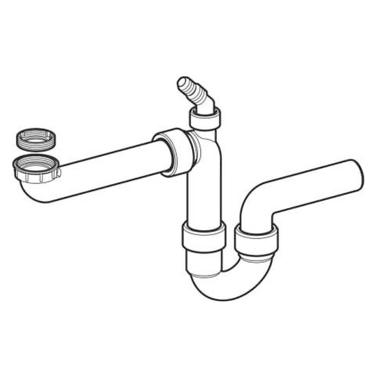 Geberit Röhrengeruchsverschluss G 1 1/2 x 50 mm, Abgang horizontal, für Spülbecken, weiß (10331755)