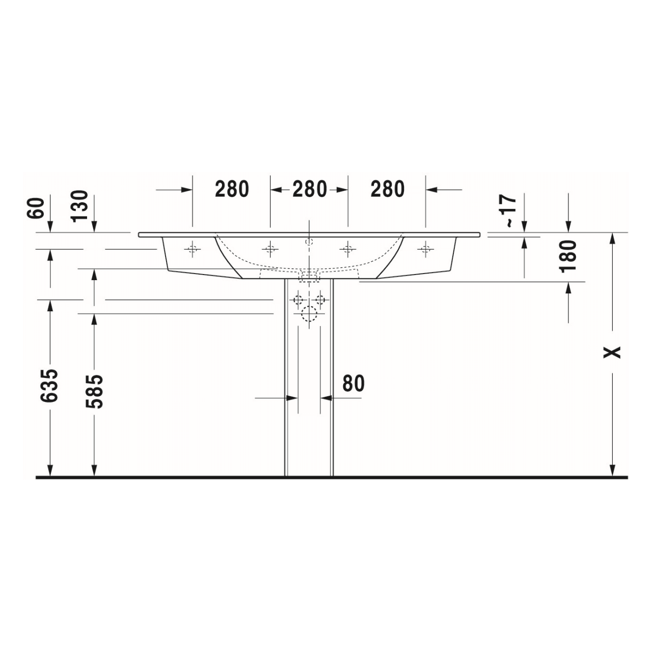 Duravit - Möbelwaschtisch - Me by Starck 123 cm Weiß