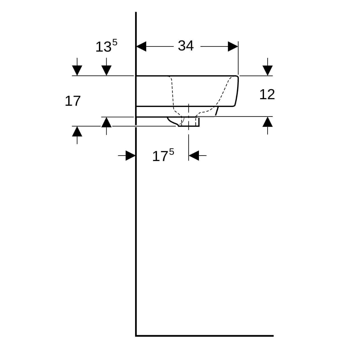 Geberit Handwaschbecken Renova Plan 45x34 cm Hahnloch mittig mit Überlauf weiß