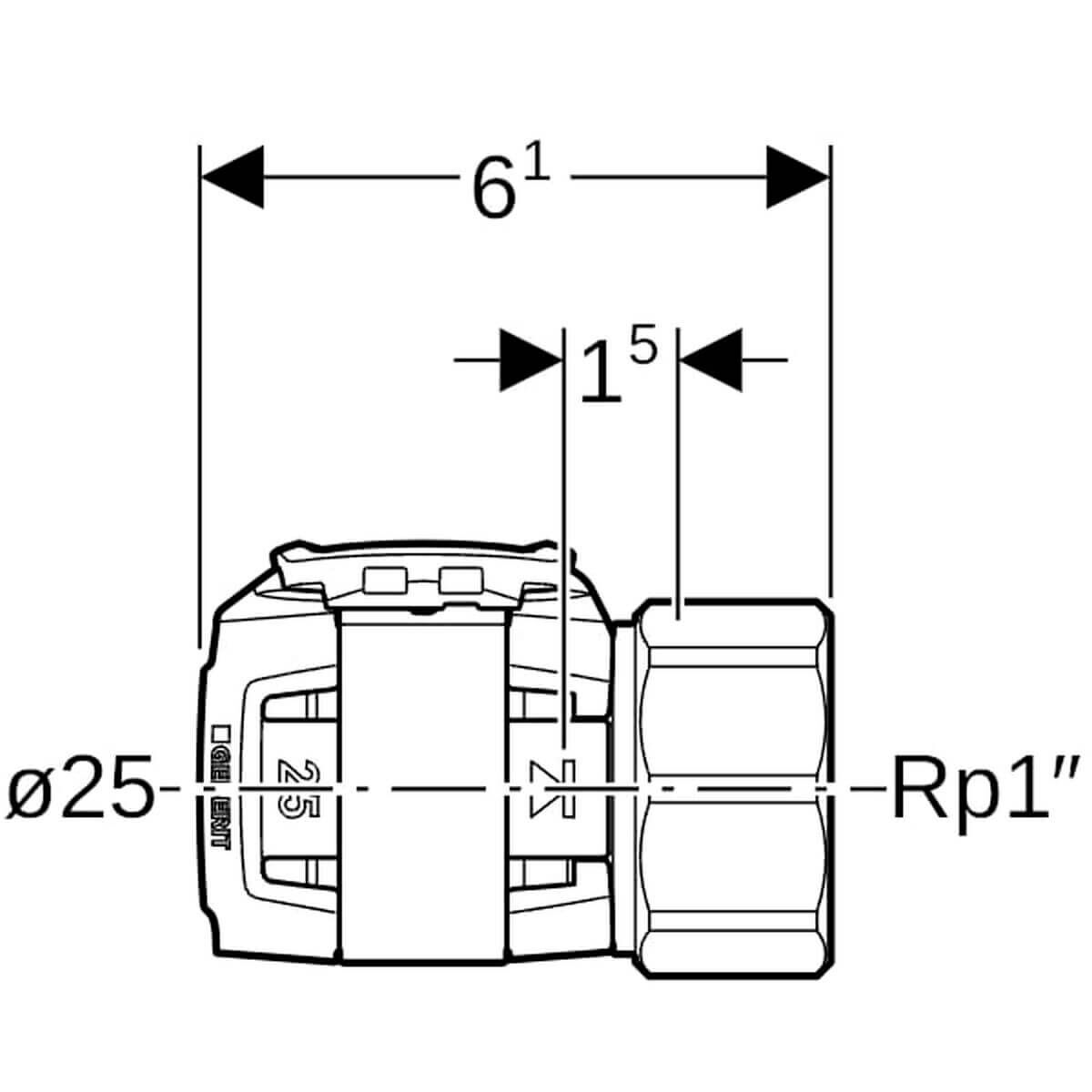 Geberit Übergang FlowFit Ø 25 mm Rp 1 mit Innengewinde