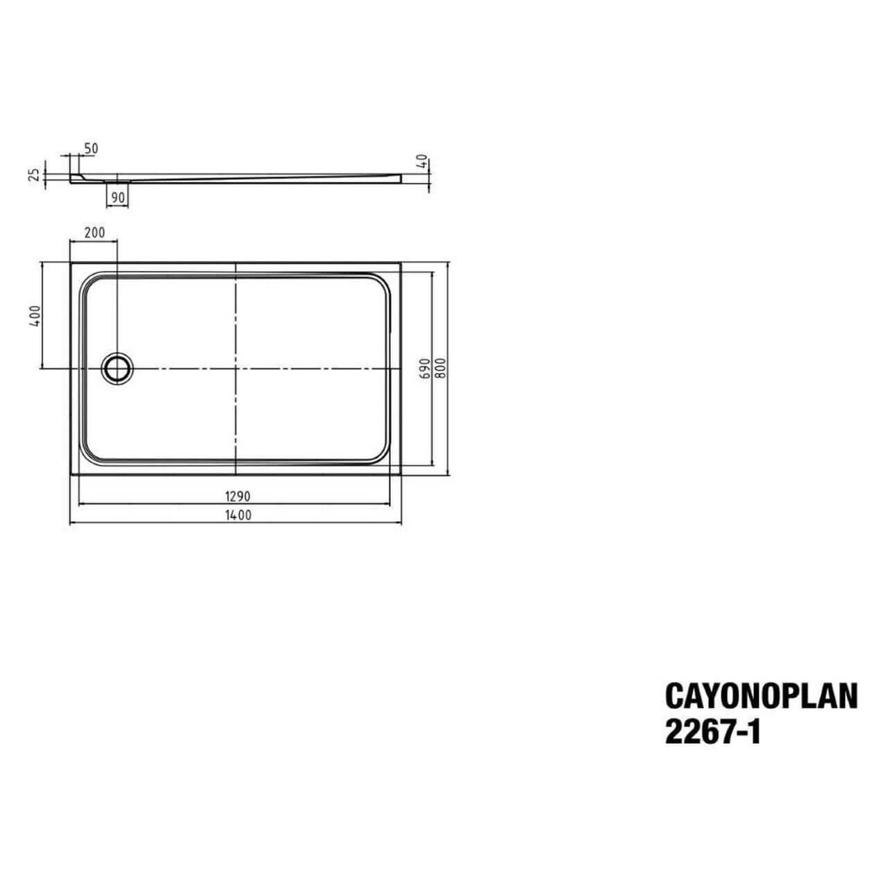 Kaldewei Duschwanne Cayonoplan 90x140x2,5 cm Weiß