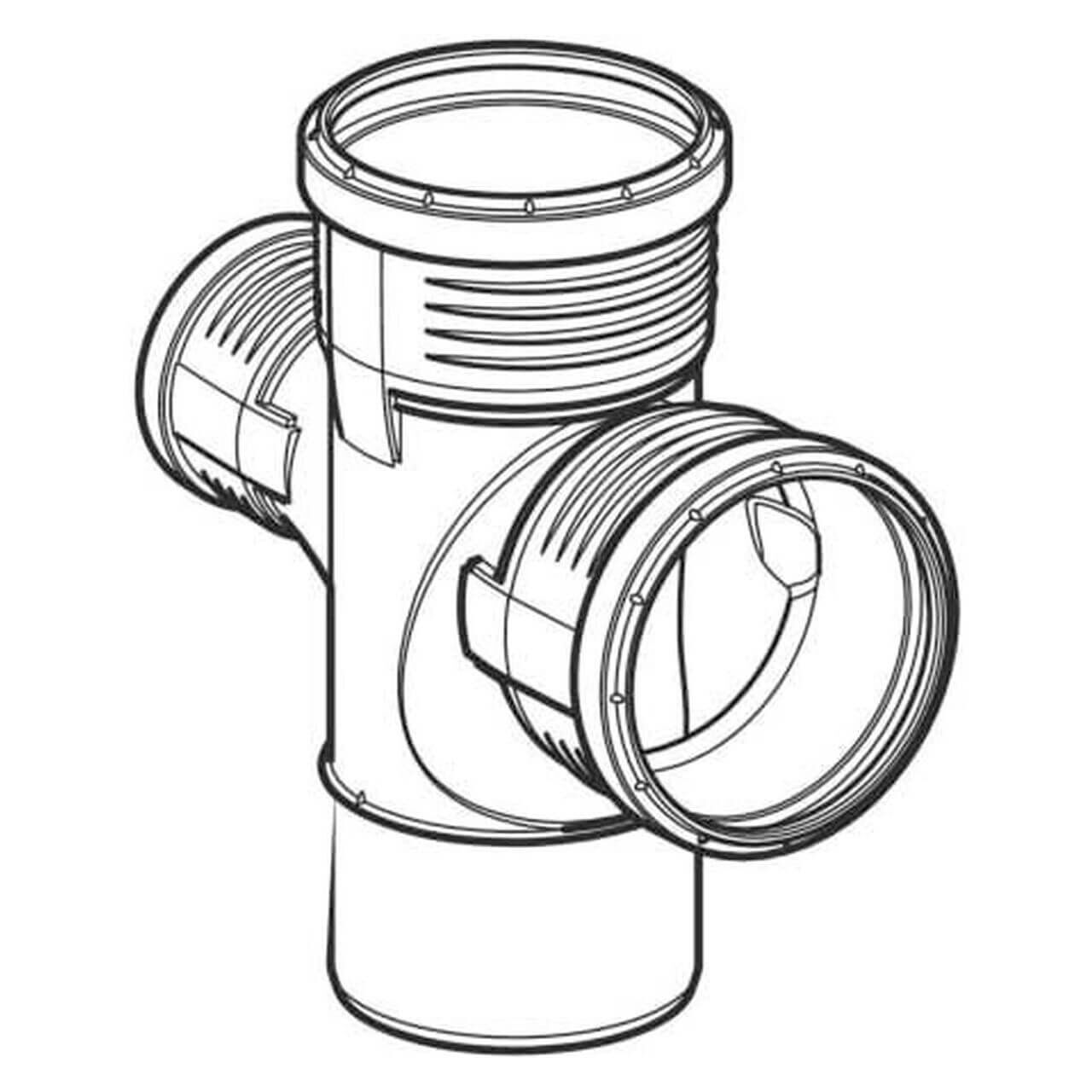 Geberit Abzweig Silent PP DN 90/90/90 mit Innenradius 87,5° 2-fach