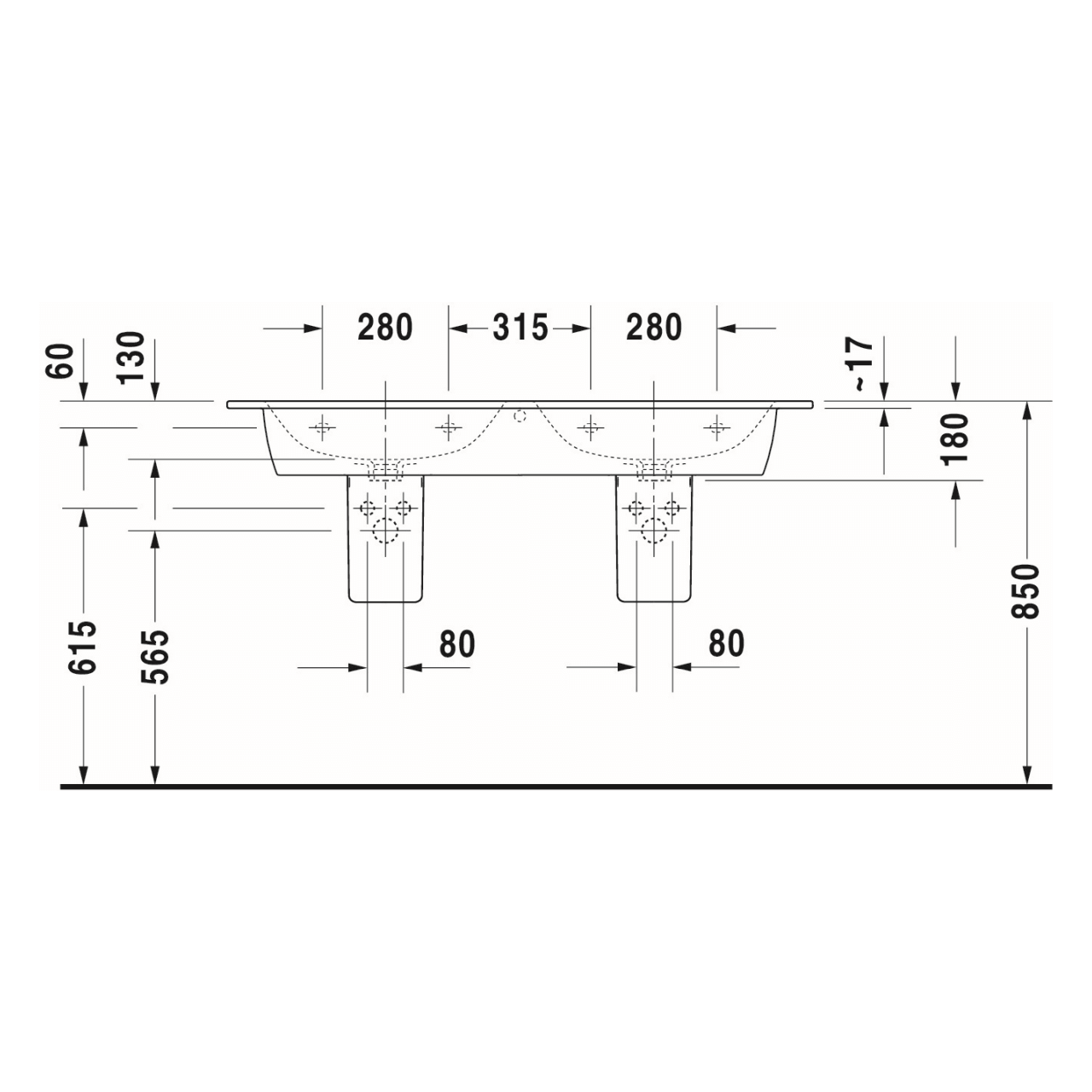 Duravit Doppelwaschtisch Me by Starck 130x49 cm Weiß 2 Hahnlöcher WonderGliss (23361300001) – jetzt bei Meds24 Duravit Doppelwaschtisch Me by Starck 130x49 cm Weiß 2 Hahnlöcher WonderGliss (23361300001)