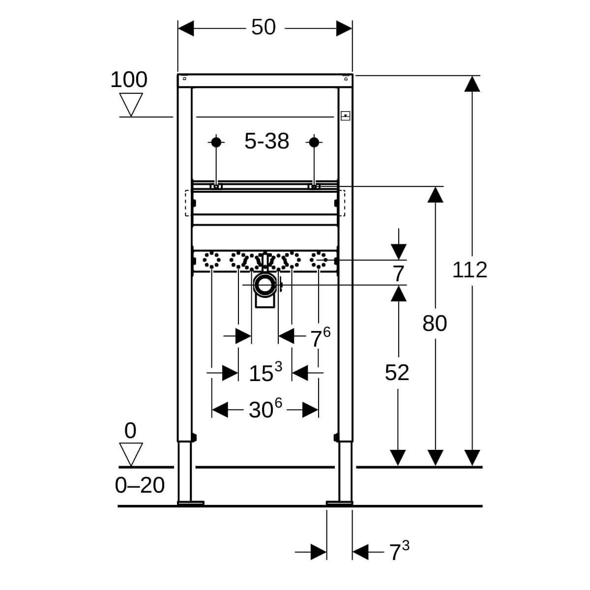 Geberit Waschtischelement Duofix Basic BH 112 cm