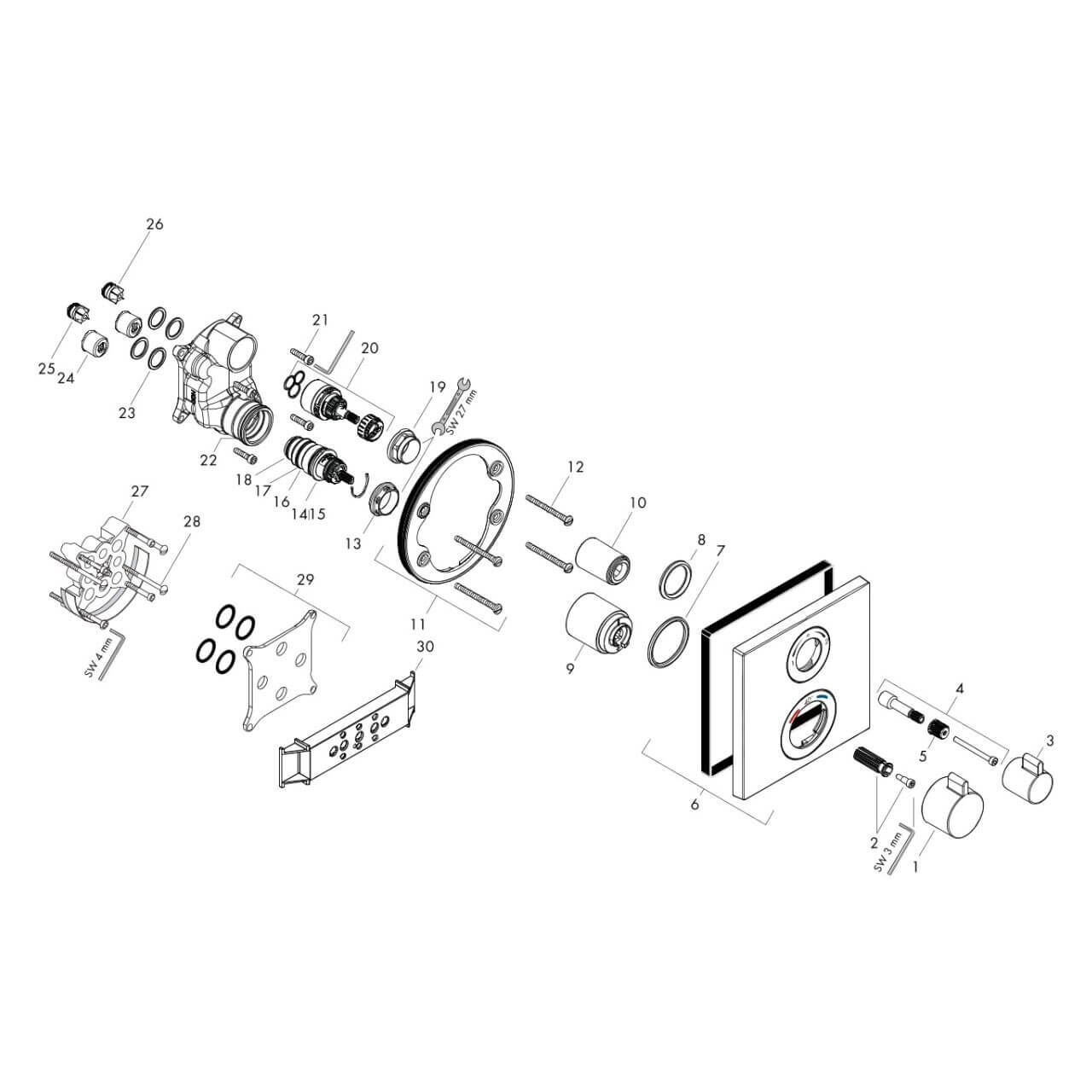 Hansgrohe Unterputz-Thermostat Ecostat Square Matt-Schwarz