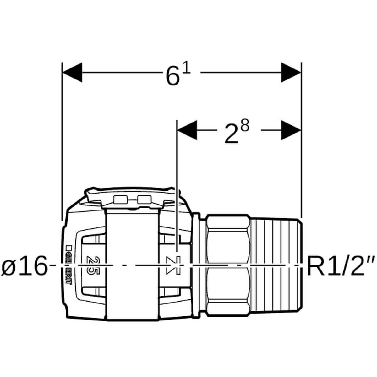 Geberit Übergang FlowFit Ø 16 mm R 1/2 mit Außengewinde