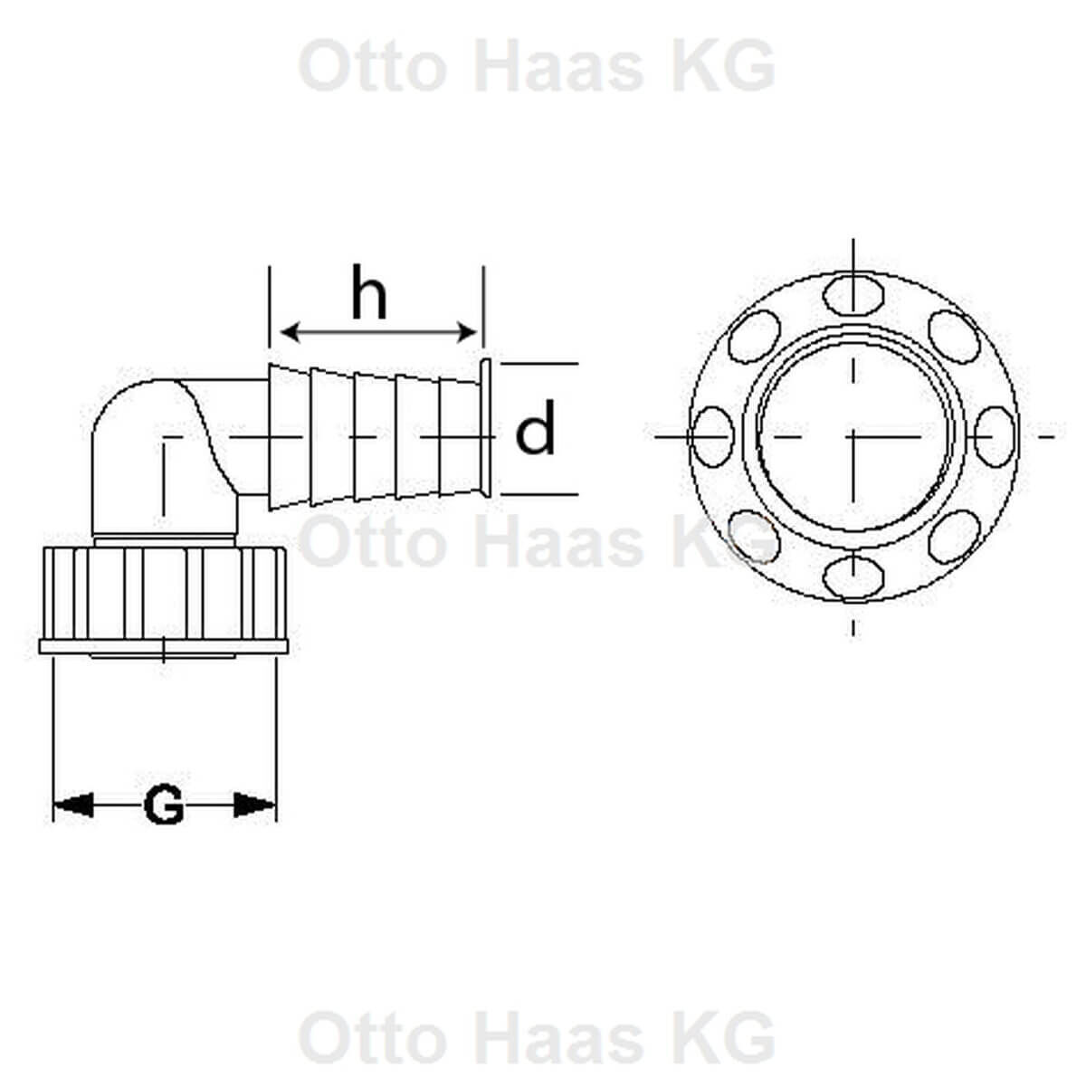 Haas Anschlusswinkel 3/4" chrom mit Kontermutter für Unterputzsiphon