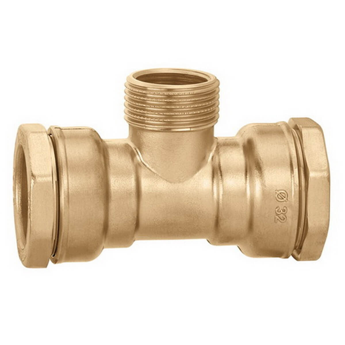 Caleffi T-Stück Ø 50 mm x 1 1/2" AG x 1 1/4" IG messing für PE-Kunststoffrohre