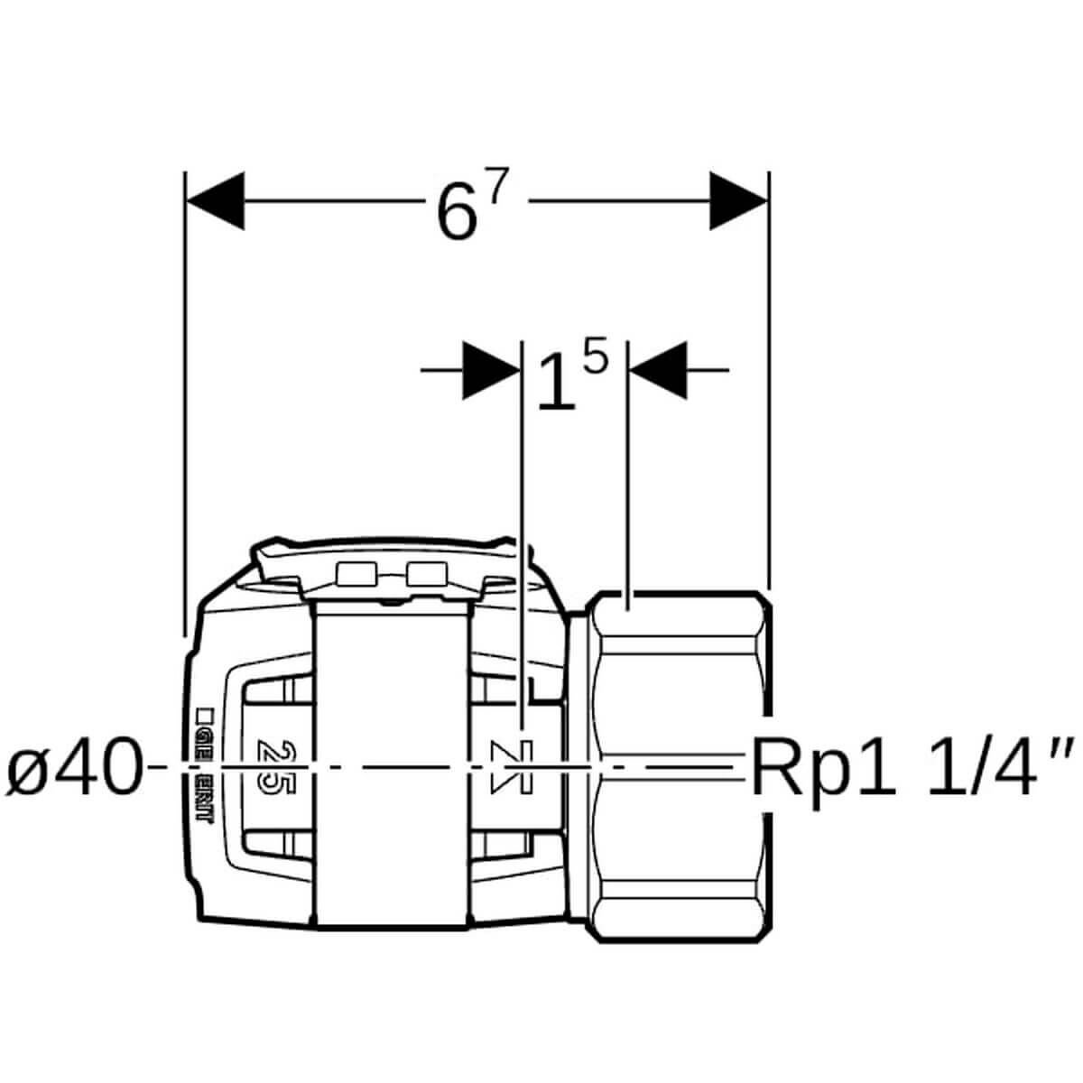 Geberit Übergang FlowFit Ø 40 mm Rp 1 1/4 mit Innengewinde