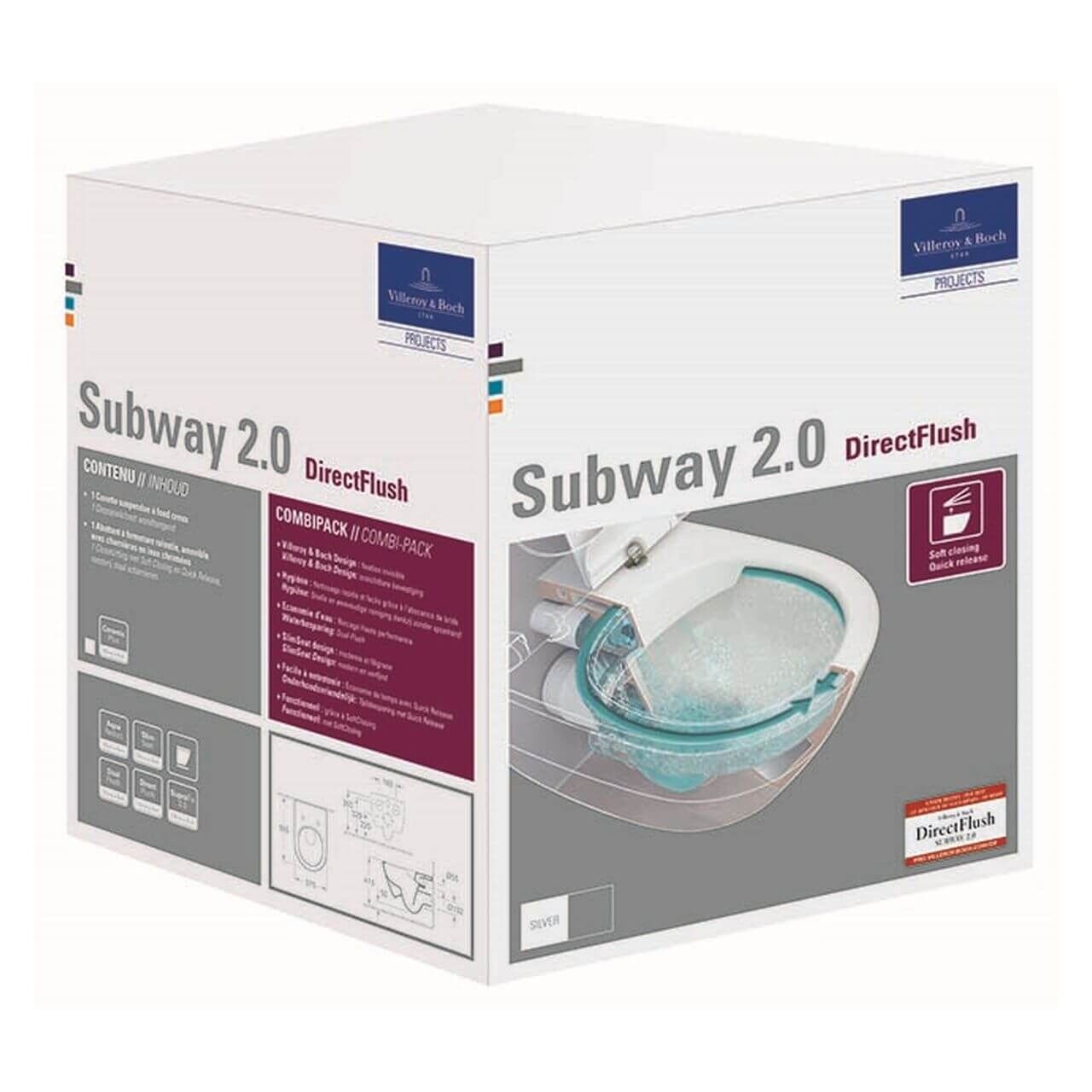 Villeroy & Boch Combi-Pack-Wand-Tiefspül-WC Subway 2.0 DirectFlush C-Plus Weiß