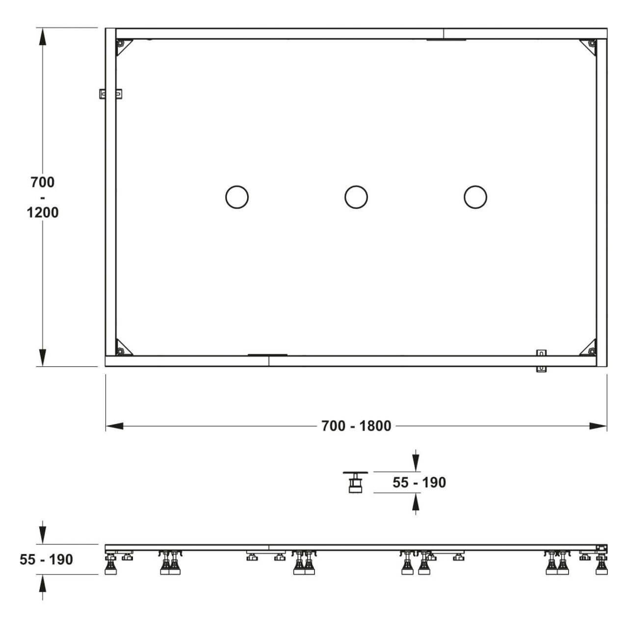 Mepa Montagerahmen SF XL 120/180 höhenverstellbar für Mineralguss