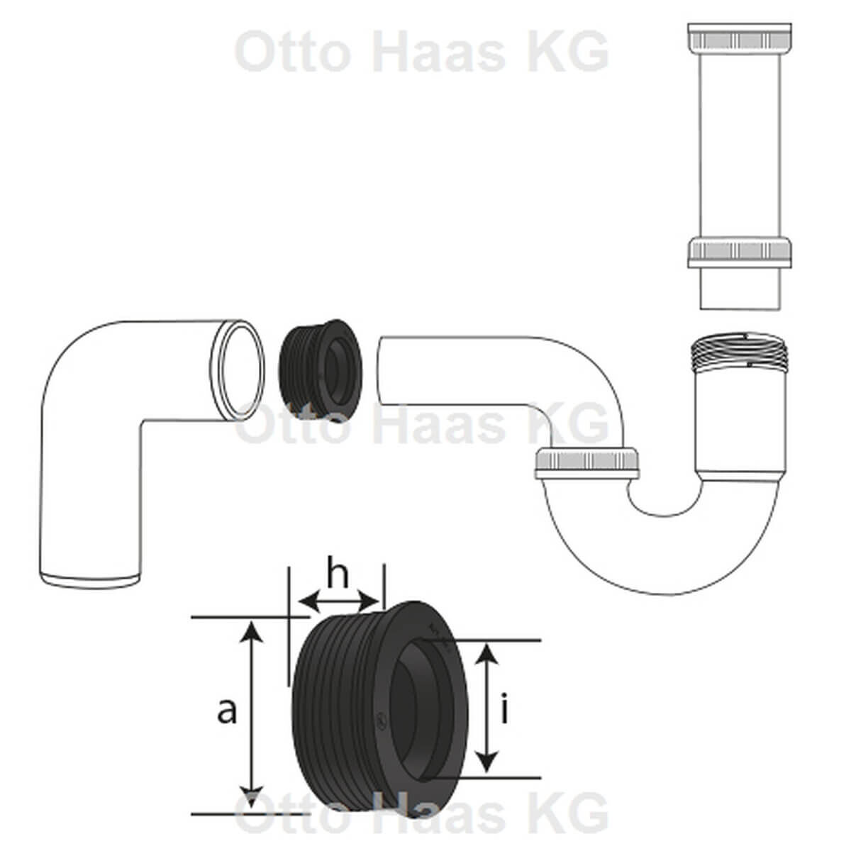 Haas HT-Gummi-Nippel DN 32 27 x 54 x 35 mm EPDM schwarz