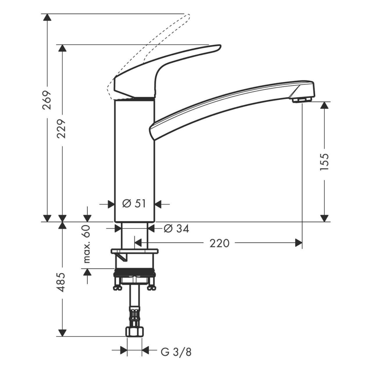 hansgrohe SPT-EHM 160 Focus M41 1jet, Edelstahl-Optik (10443478)