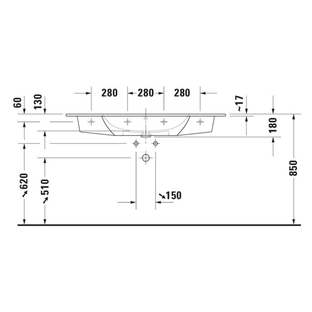 Duravit - Möbelwaschtisch - Me by Starck 123 cm Weiß