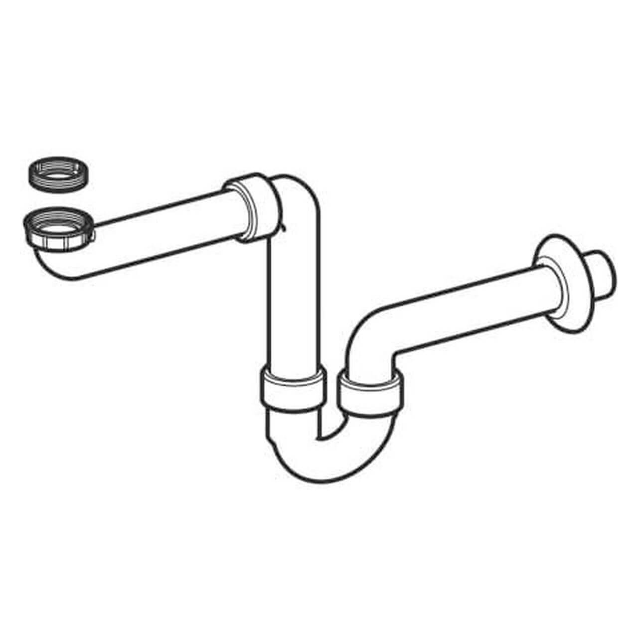 Geberit Rohrbogen G1 1/2 x 1 1/4 x 40 mm Raumsparmodell Weiß
