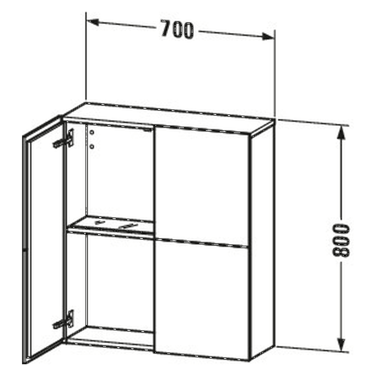 Duravit Halbhochschrank L-Cube 70 cm Weiß Hochglanz 2 Türen (LC116702222)