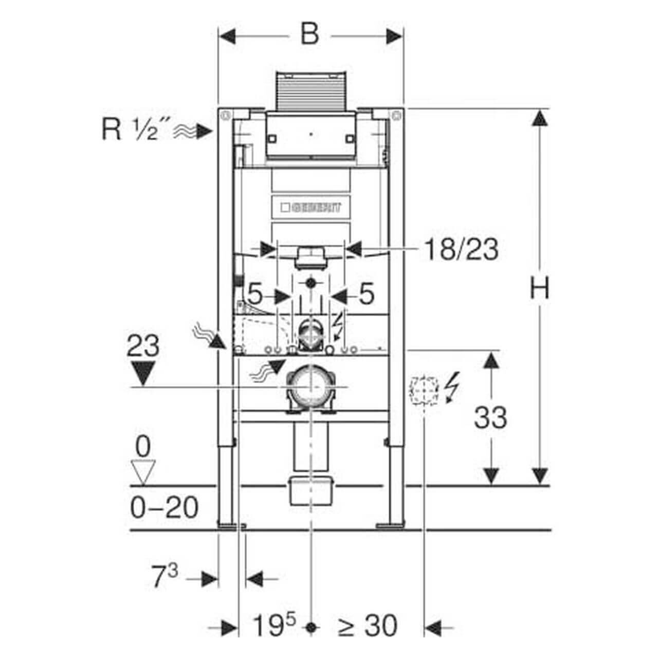 Geberit Wand-WC-Element Duofix BH 98 cm mit Omega UP-Spülkasten 12 cm (111030001)