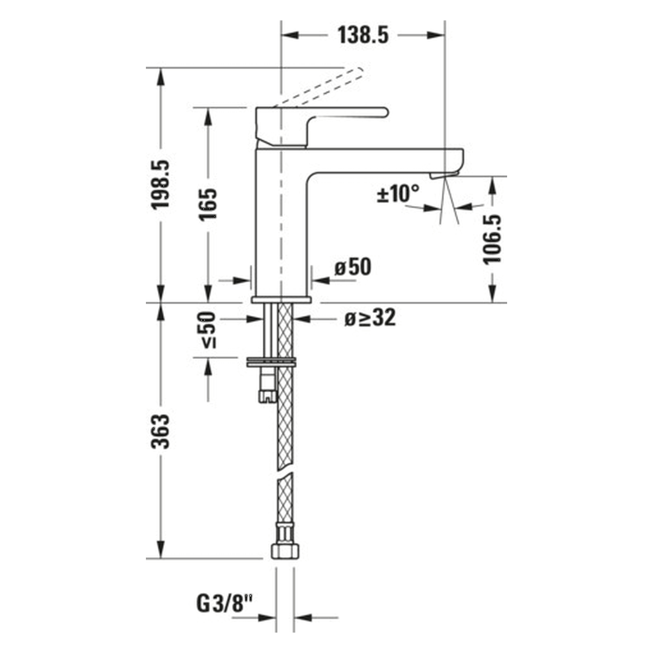 Duravit Waschtischarmatur M B.2 Chrom 139 mm Ausladung