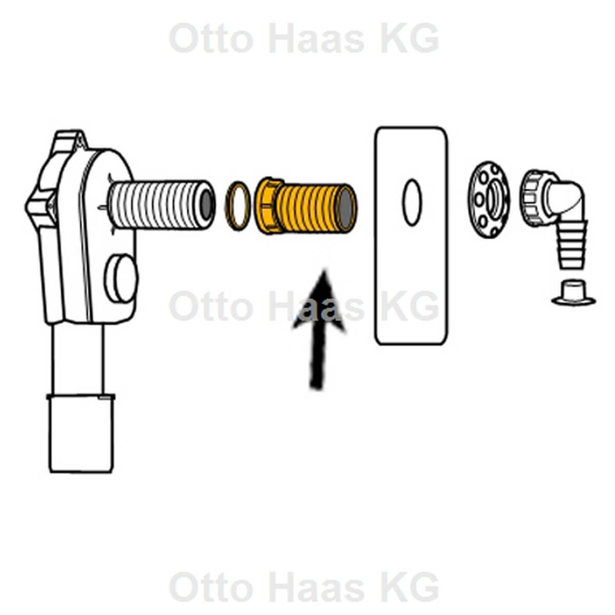 Haas Gewinde-Verlängerung 1" AG/IG 96 mm für PE-Unterputz-Siphon schwarz