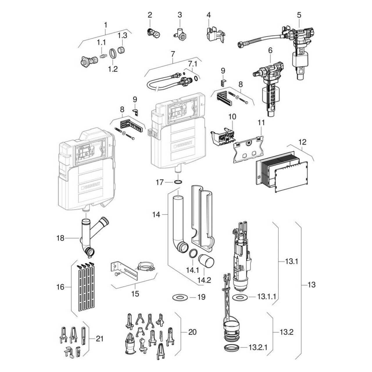 Geberit Wand-WC-Element Kombifix BH 108 cm mit Sigma UP-Spülkasten