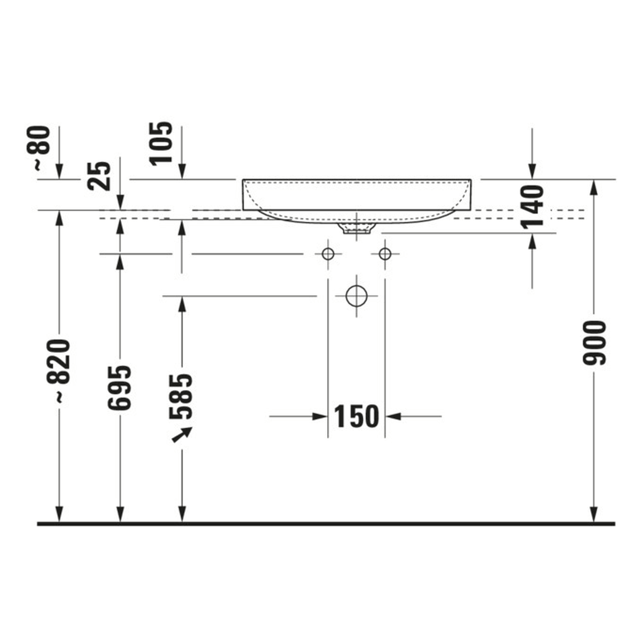 Duravit Aufsatzbecken DuraSquare 60x34,5 cm Weiß ohne Hahnloch WonderGliss