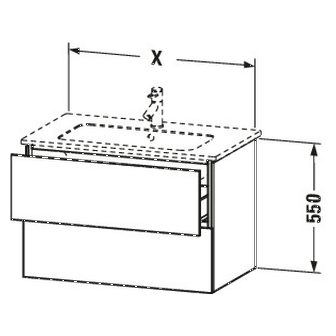 Duravit Waschtischunterschrank L-Cube 102 cm Weiß Hochglanz 2 Schubkästen wandhängend (LC624202222)