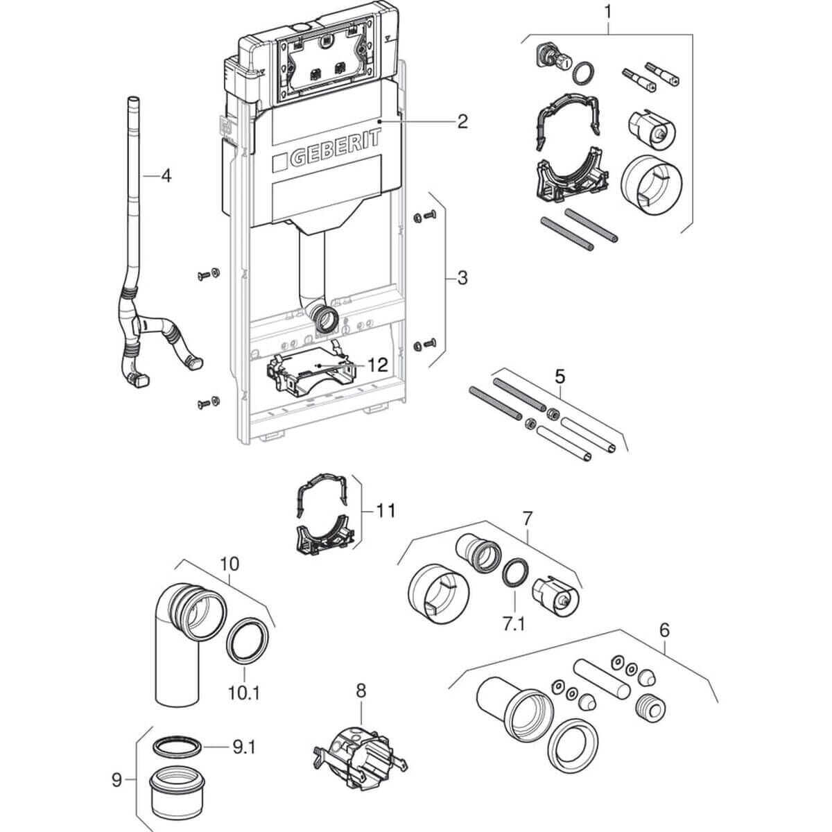 Geberit Wand-WC-Element GIS 114 cm mit Sigma UP-Spülkasten 12 cm
