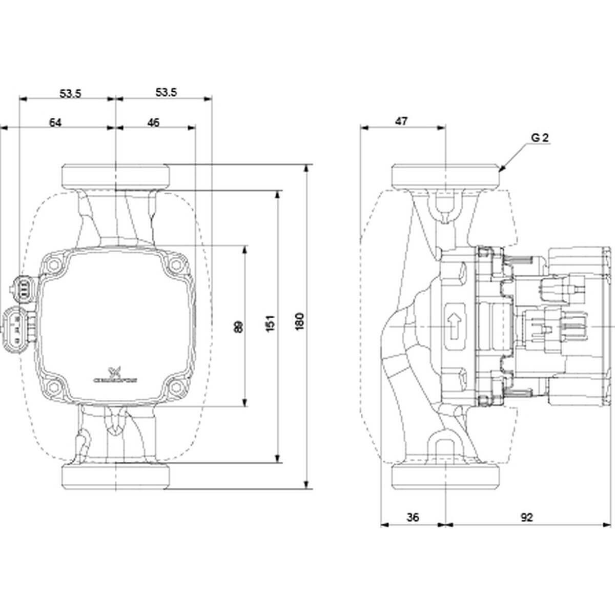 Grundfos Umwälzpumpe ALPHA2 GO 32-60 - 180 mm 230 V