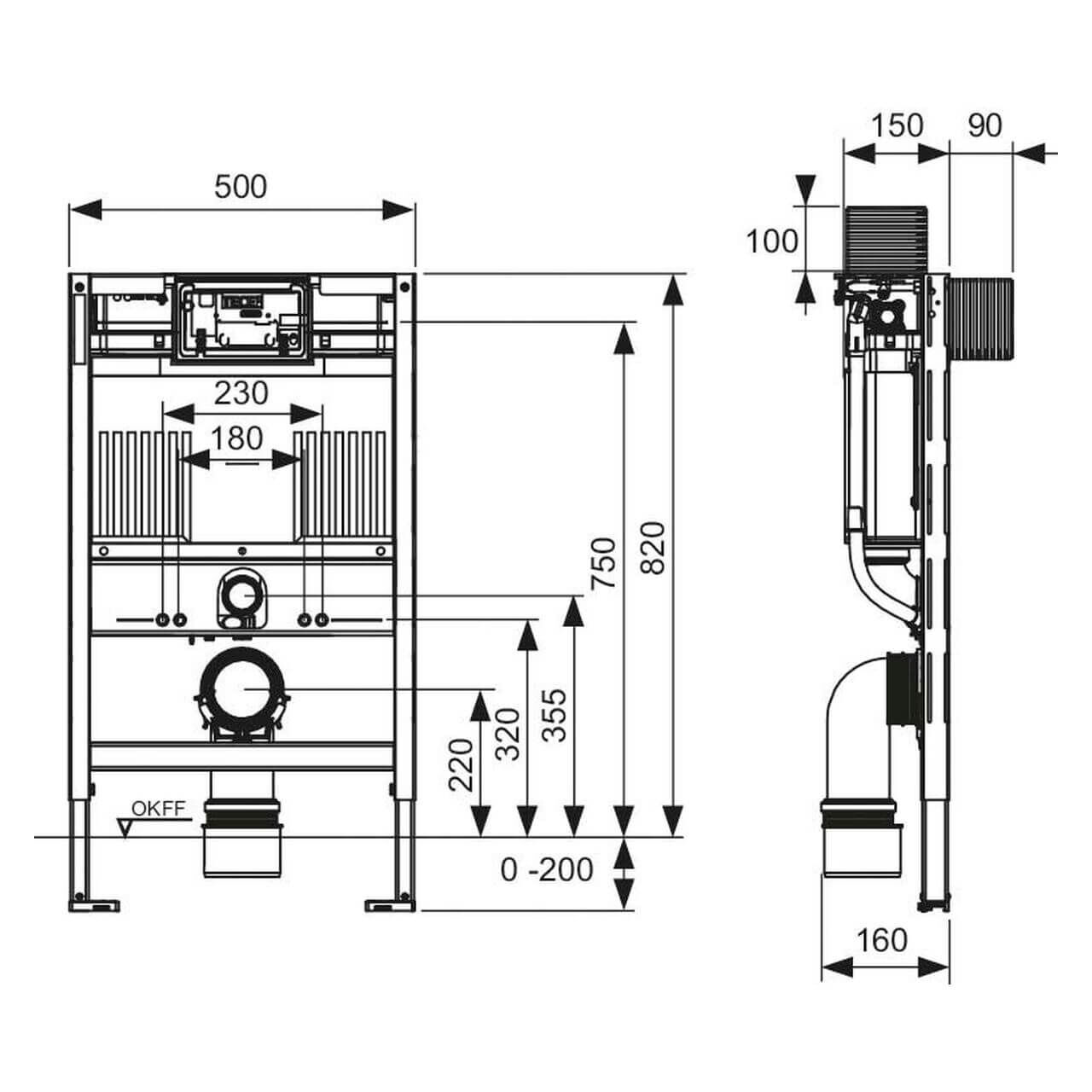 Tece WC-Modul Teceprofil BH 820 mm mit Spülkasten