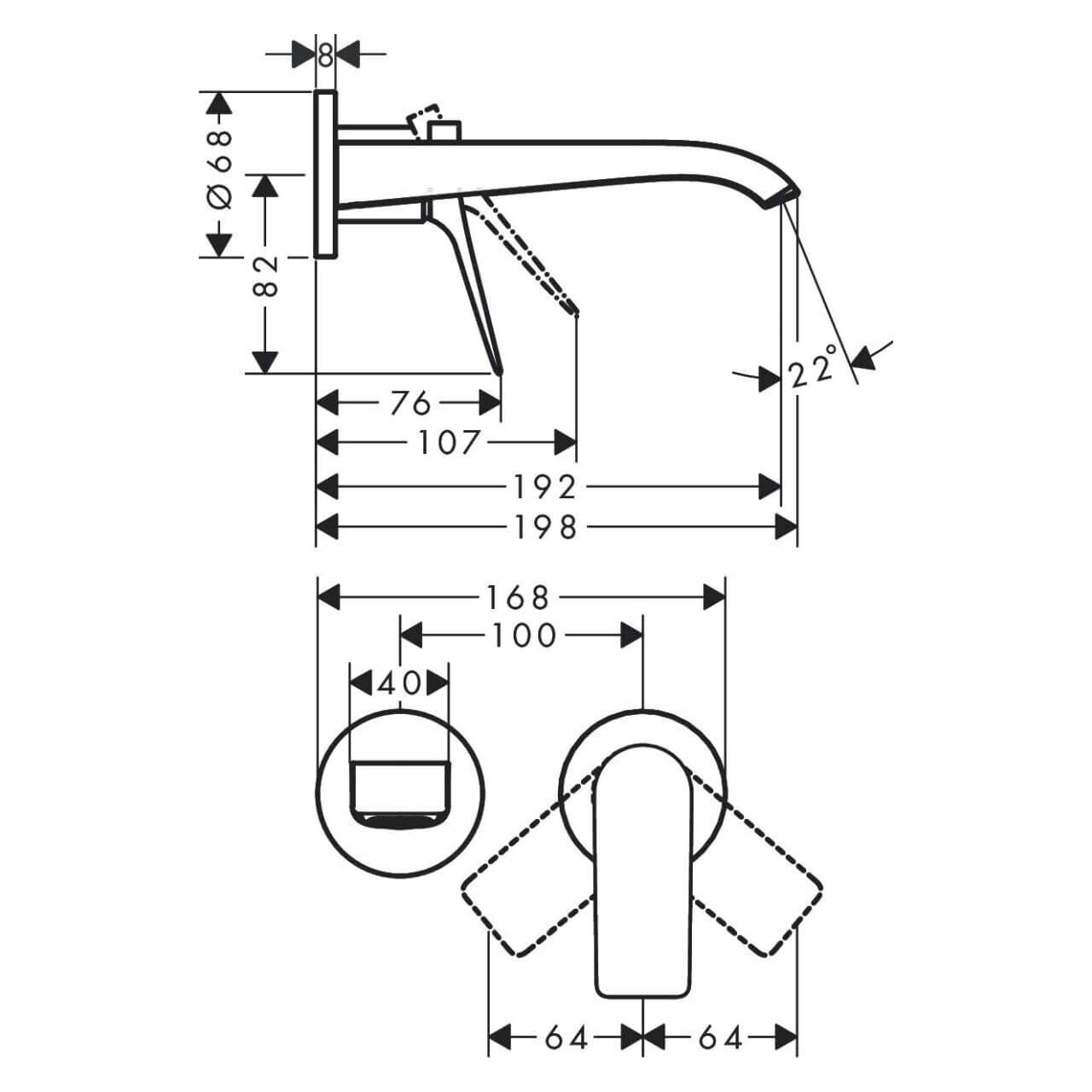Hansgrohe Badewannenarmatur Vivenis Wandmontage Chrom