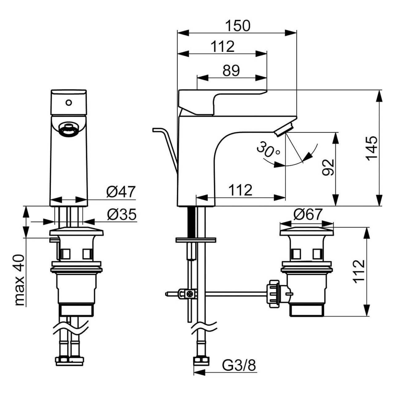 Hansa Waschtischarmatur Hansabasic XL Chrom DN 15 mit Ablaufgarnitur