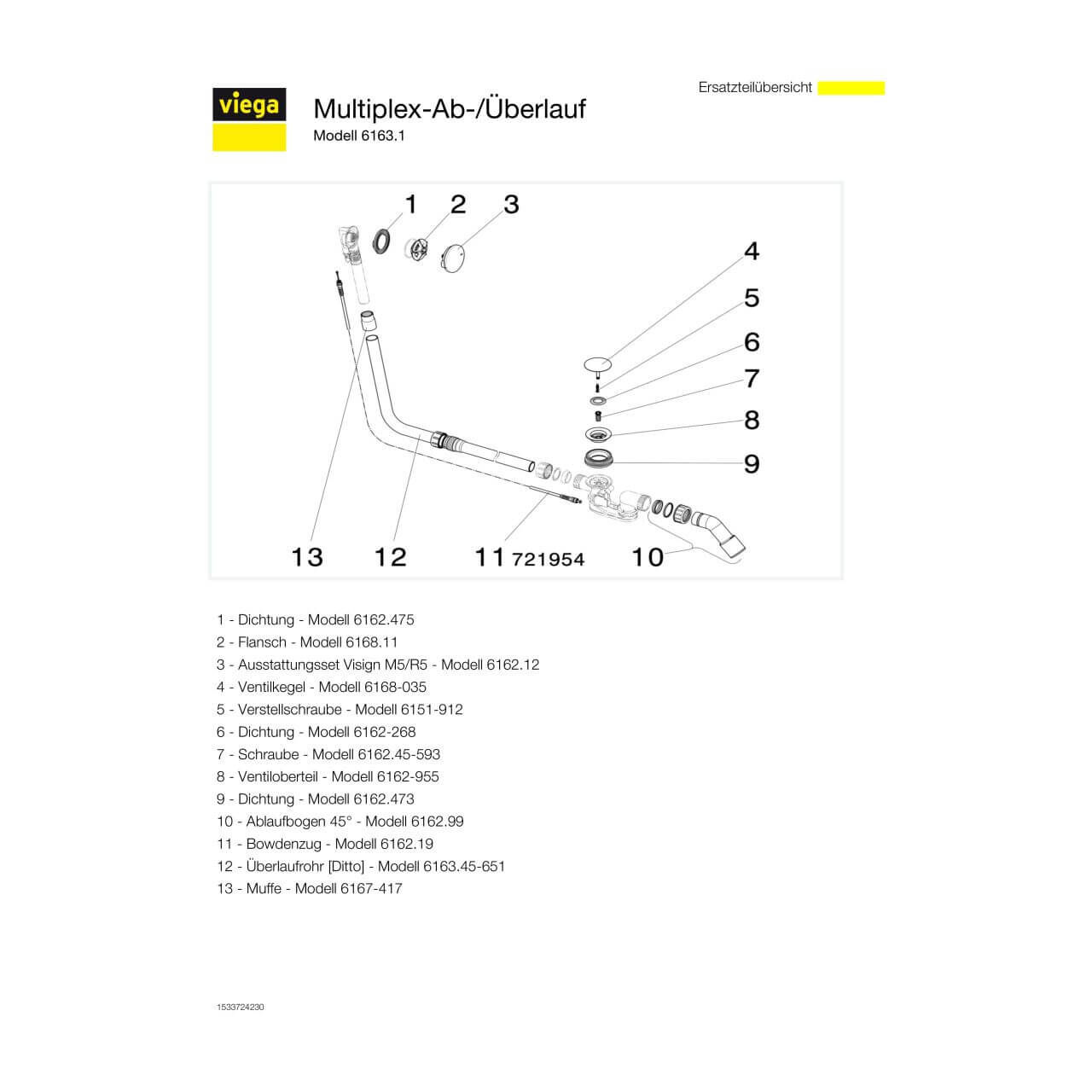 Viega Ab-/Überlaufgarnitur Multiplex DN 40/50 Weiß