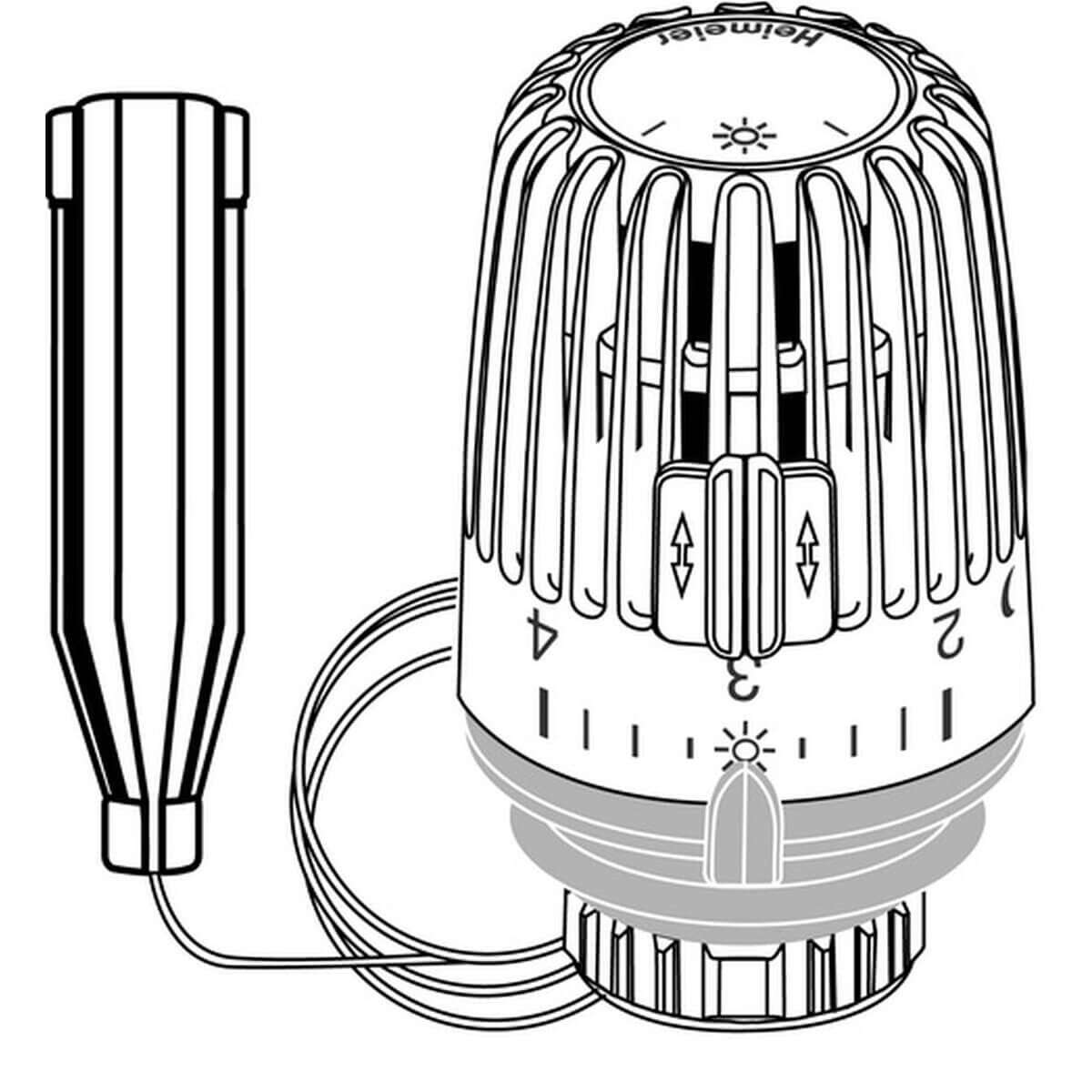 Heimeier Thermostat-Kopf K Kapillarrohr 2 m Standard mit Fernfühler weiß