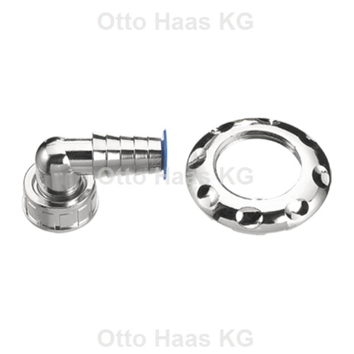 Haas Anschlusswinkel 3/4" chrom mit Kontermutter für Unterputzsiphon