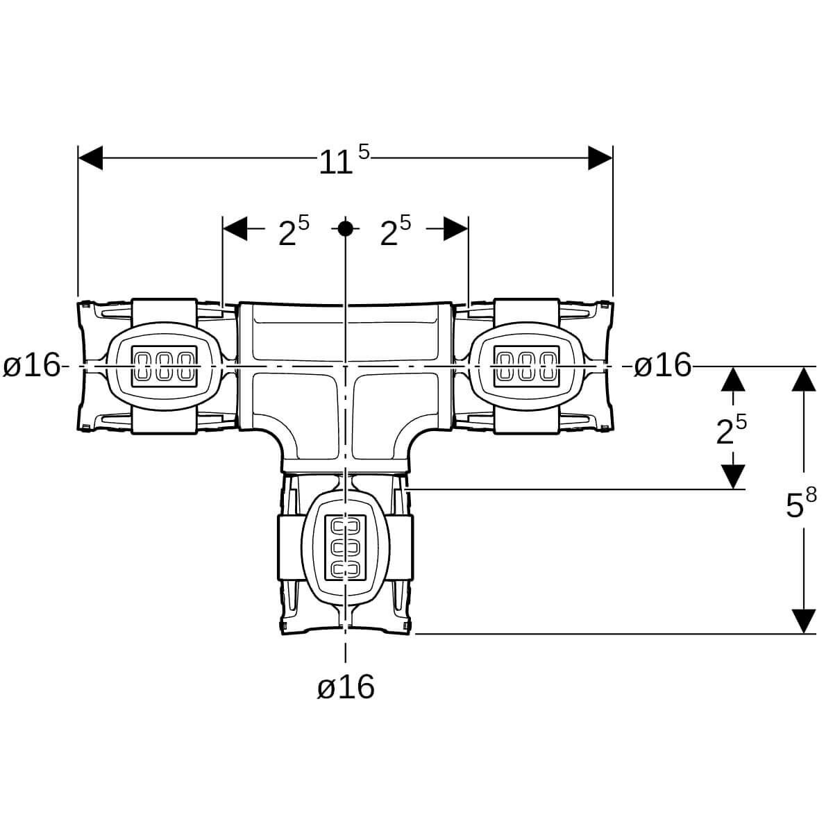 Geberit T-Stück FlowFit Ø 16 mm