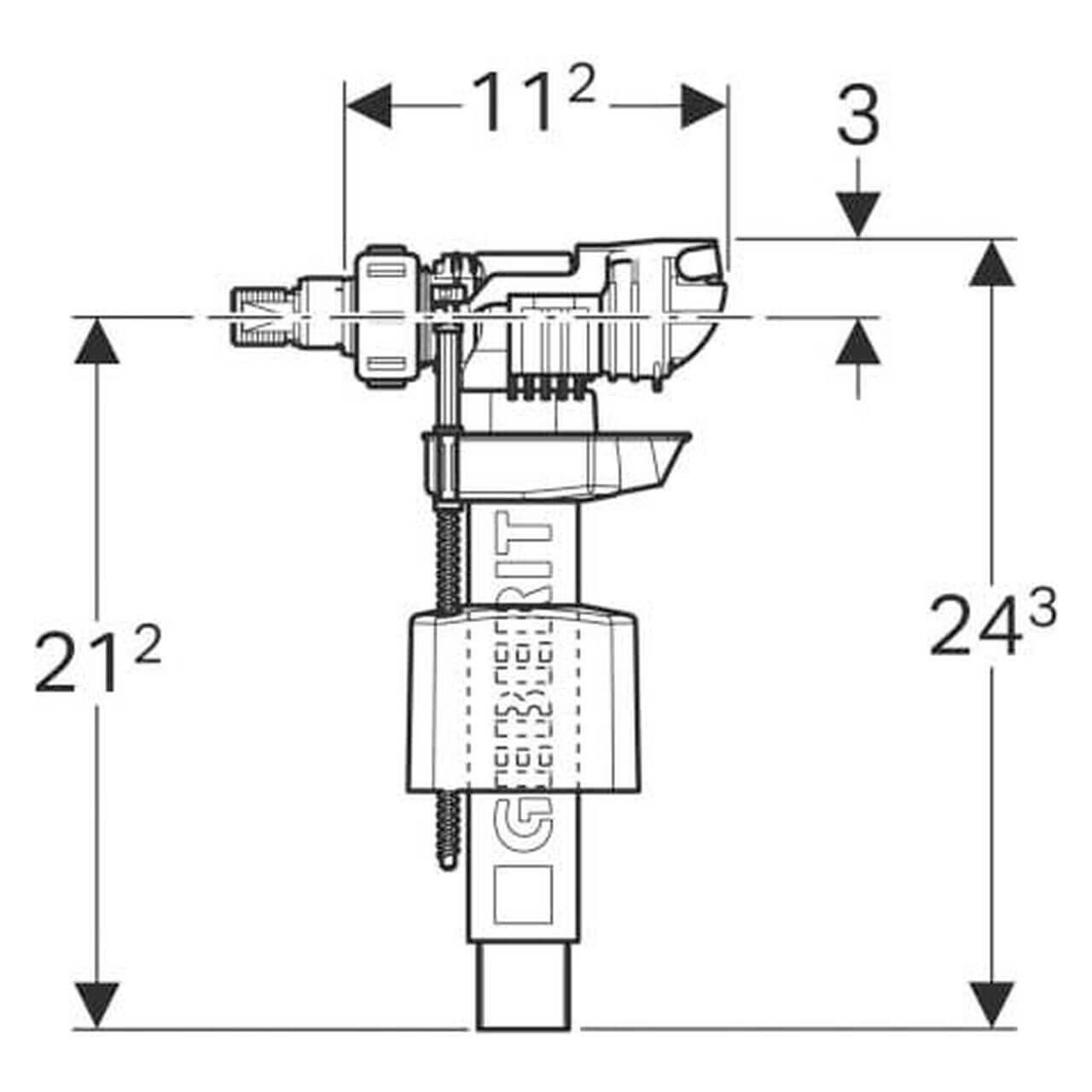 Geberit Füllventil Typ 380 seitlich 3/8 Zoll Messing (240705001)