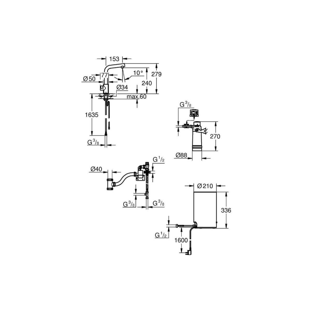 Grohe Red Mono M-Size – Spültisch-Standventil mit Boiler, chrom