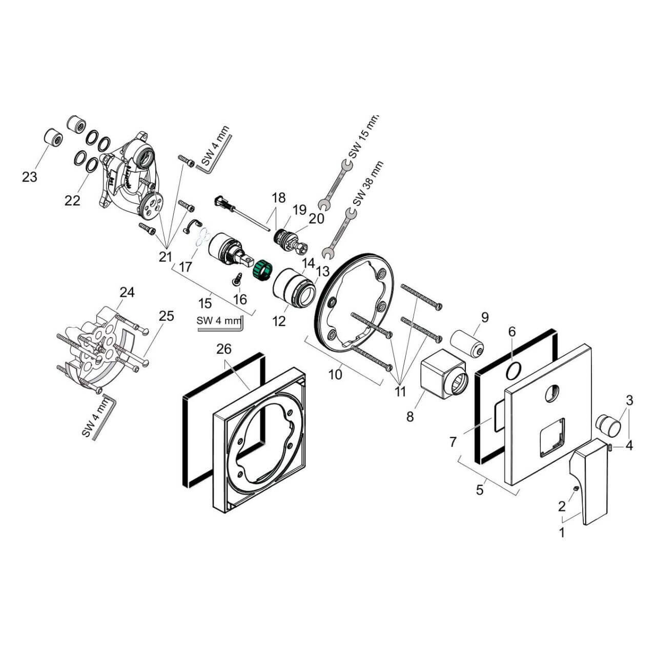 Hansgrohe Badarmatur Metropol Chrom Unterputz