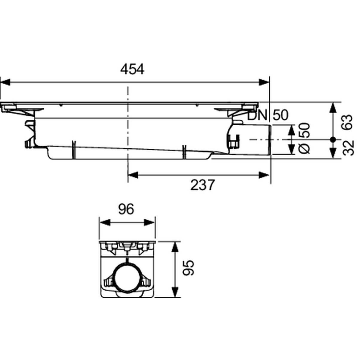 Tece Ablauf drainprofile norm Auslauf seitlich DN 50