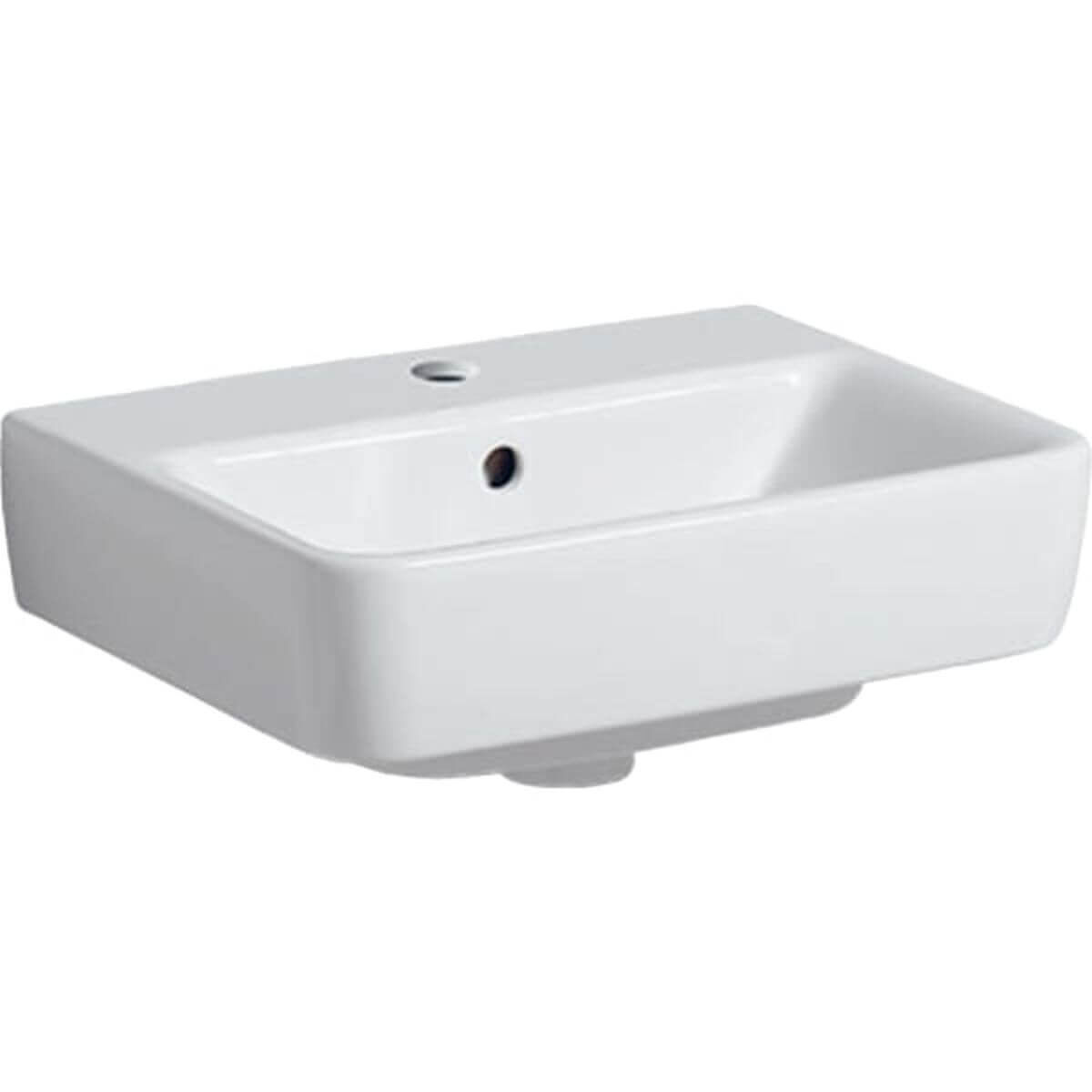 Geberit Handwaschbecken Renova Plan 45x34 cm Hahnloch mittig mit Überlauf weiß