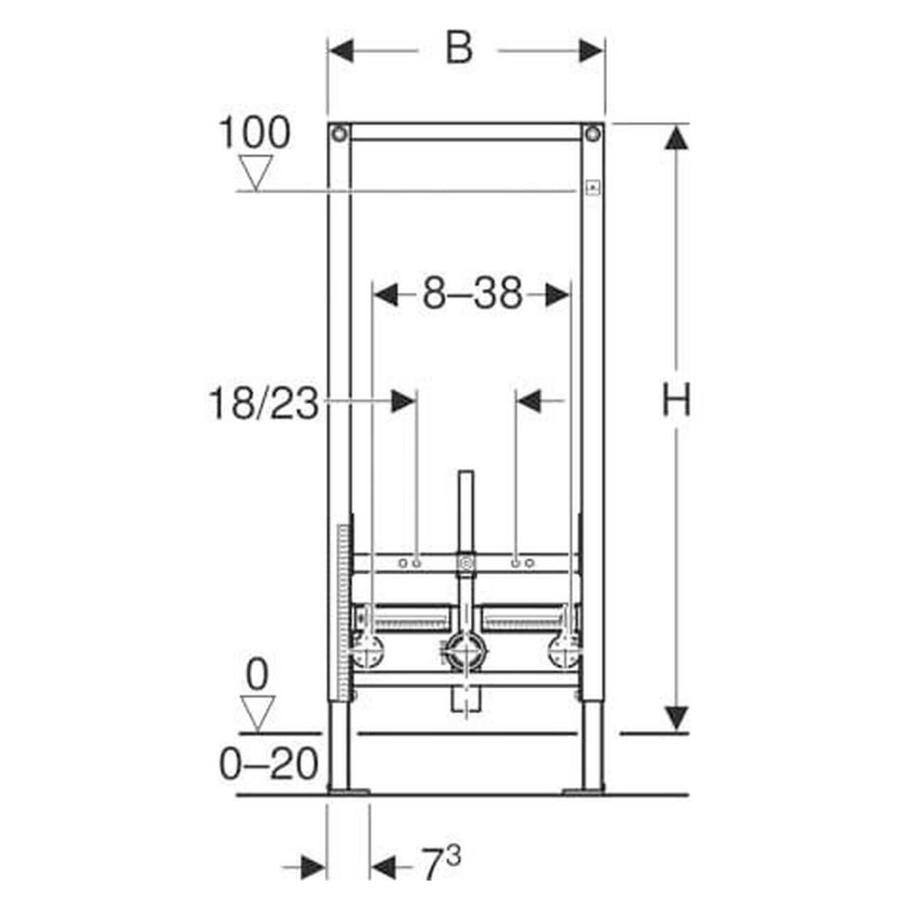 Geberit Bidet-Element Duofix 112 cm für Wandmontage