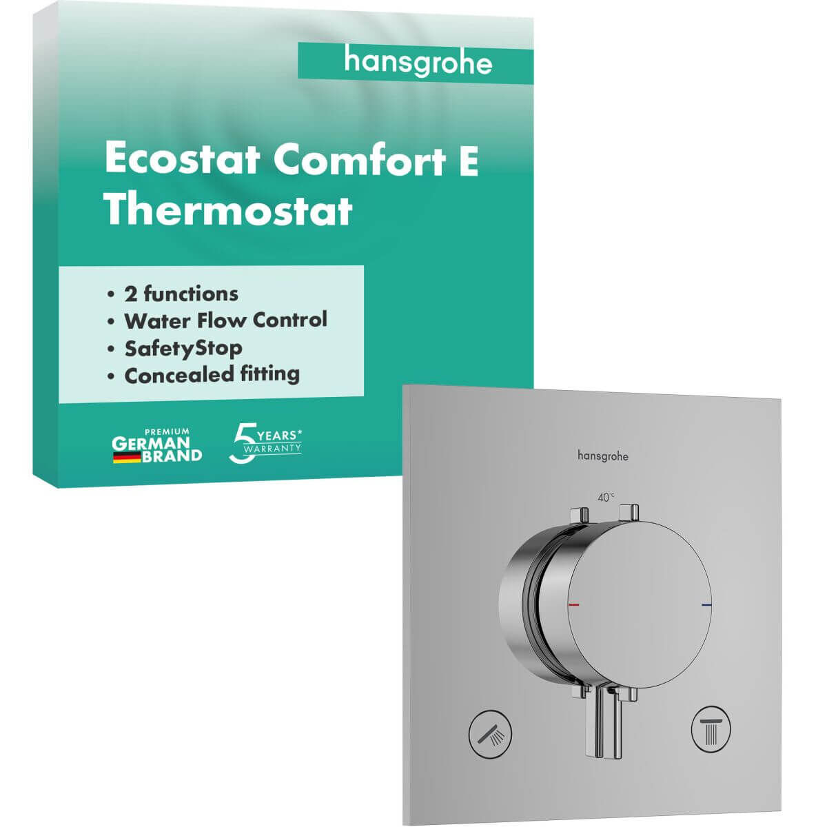 Hansgrohe Thermostat Ecostat Comfort E UP für 2 Verbraucher 24 l/min chrom