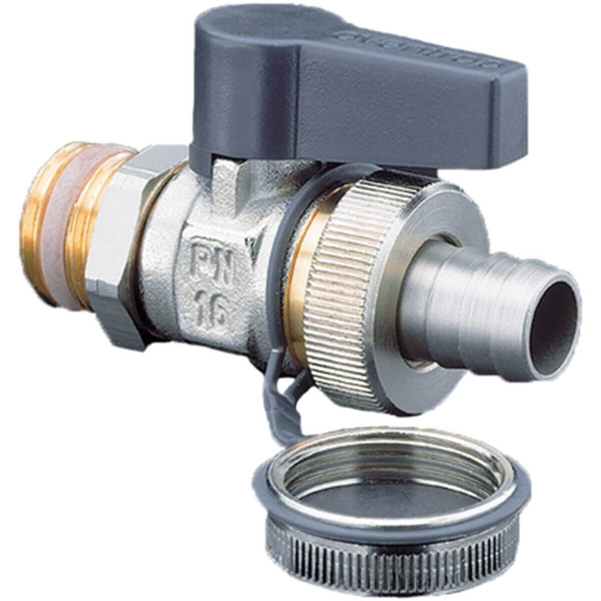 Oventrop Kugelhahn Optiflex AG Schlauchverschraubung und Kappe DN 15
