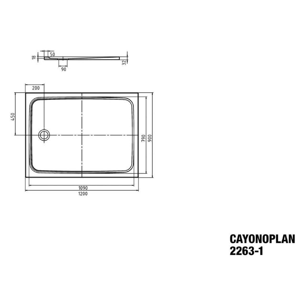 Kaldewei Duschwanne Cayonoplan 2263-1 120×90×1,8 cm