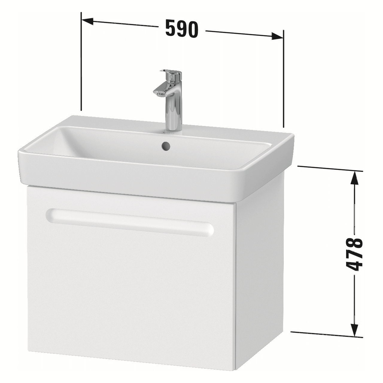 Duravit Waschtischunterschrank No.1 59x42,6x47,8 cm Weiß Matt 1 Auszug