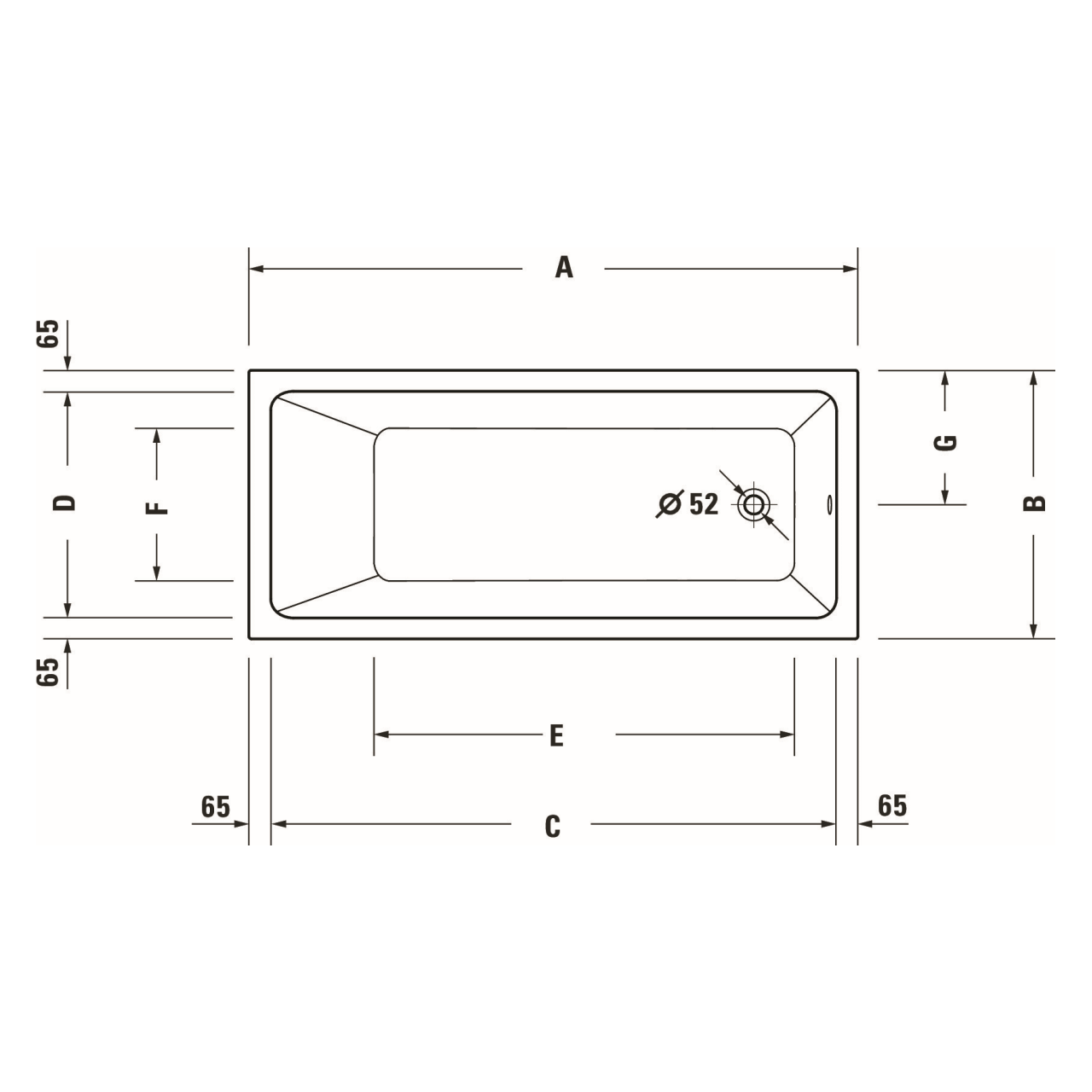Duravit Rechteck-Badewanne No.1 180x80 cm Weiß mit Rückenschräge