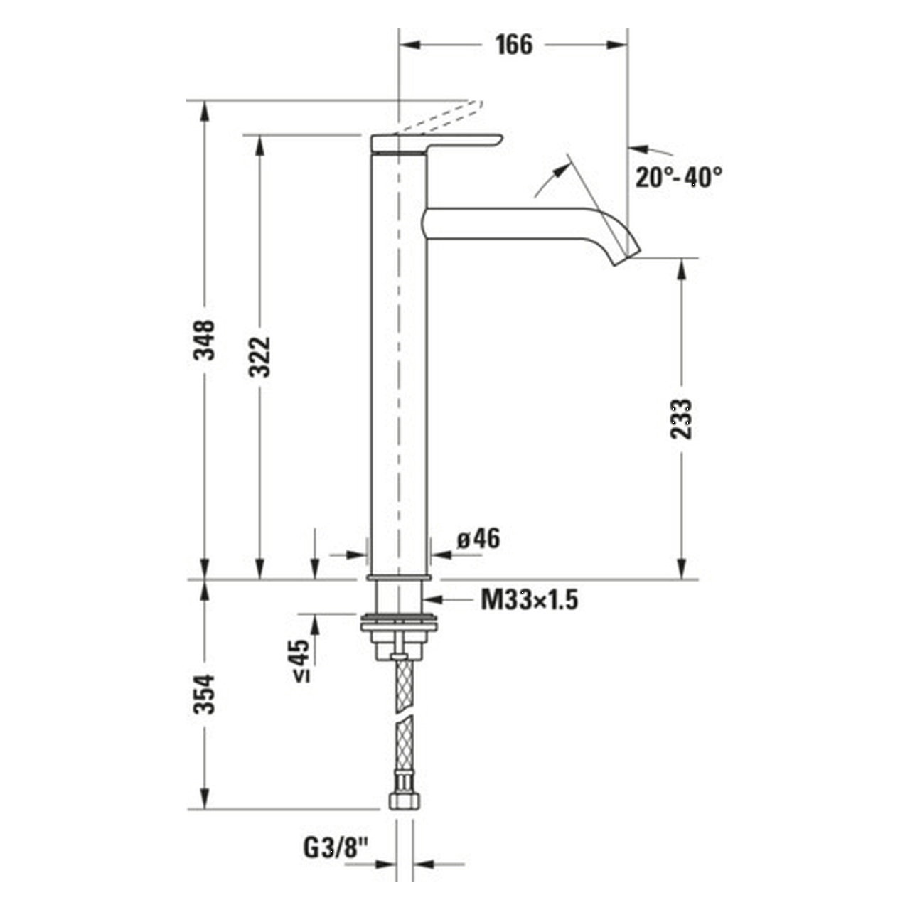 Duravit Waschtischarmatur XL C.1 Chrom 166 mm Ausladung