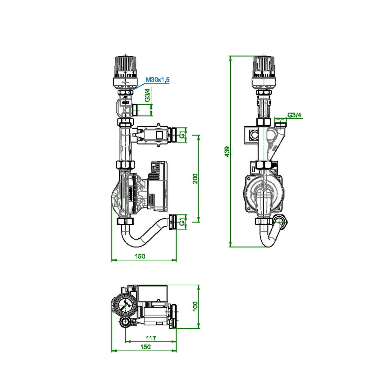 Oventrop Temp-Regelm Regudis W-HTE PARA 15-130/6-43/SC-12 für Flächenheizung