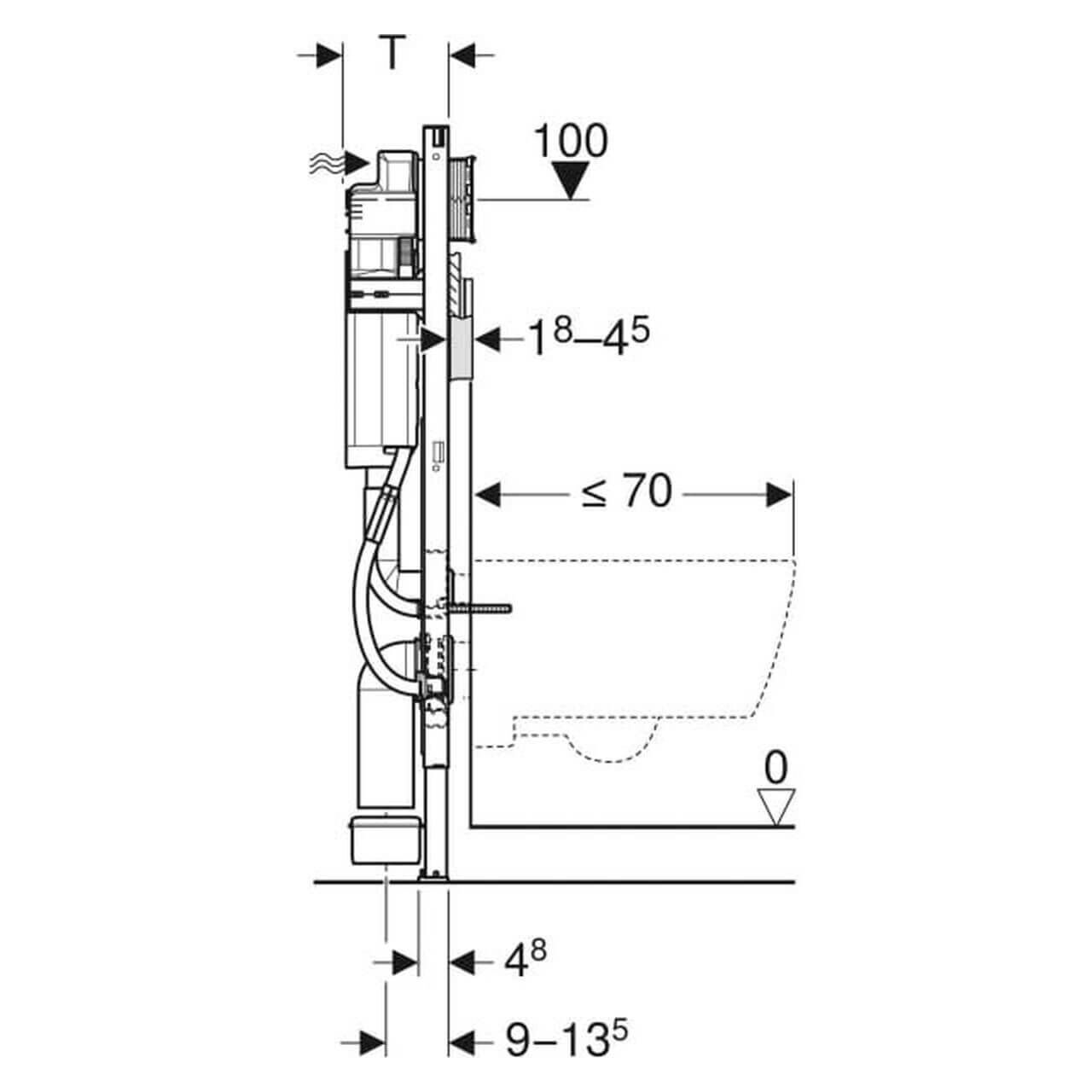Geberit Wand-WC-Element Duofix BH 112 cm barrierefrei mit Sigma UP-Spülkasten